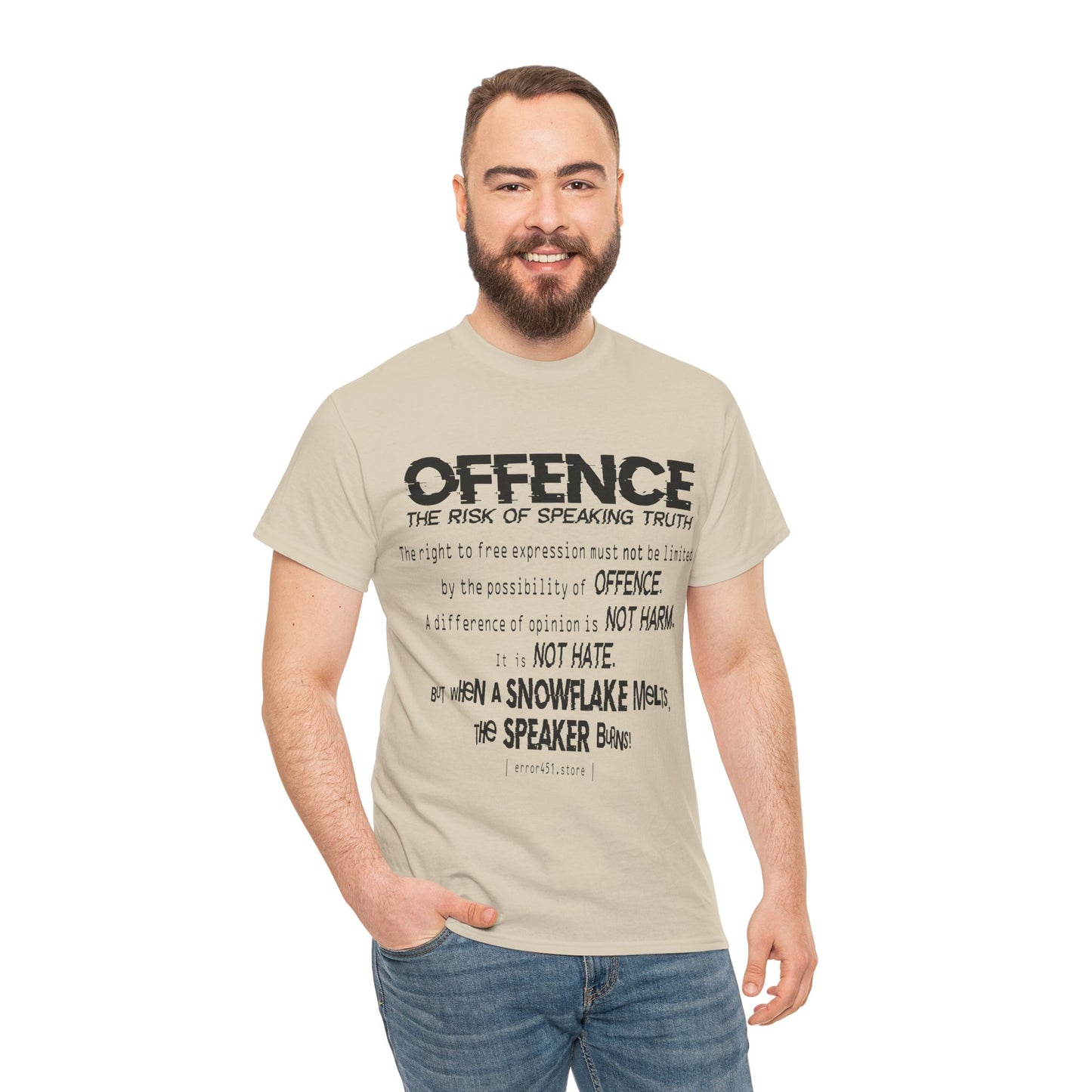 Offense Is Not a Crime – Thought-Provoking Literary Statement T-Shirt – Unisex Heavy Cotton Tee