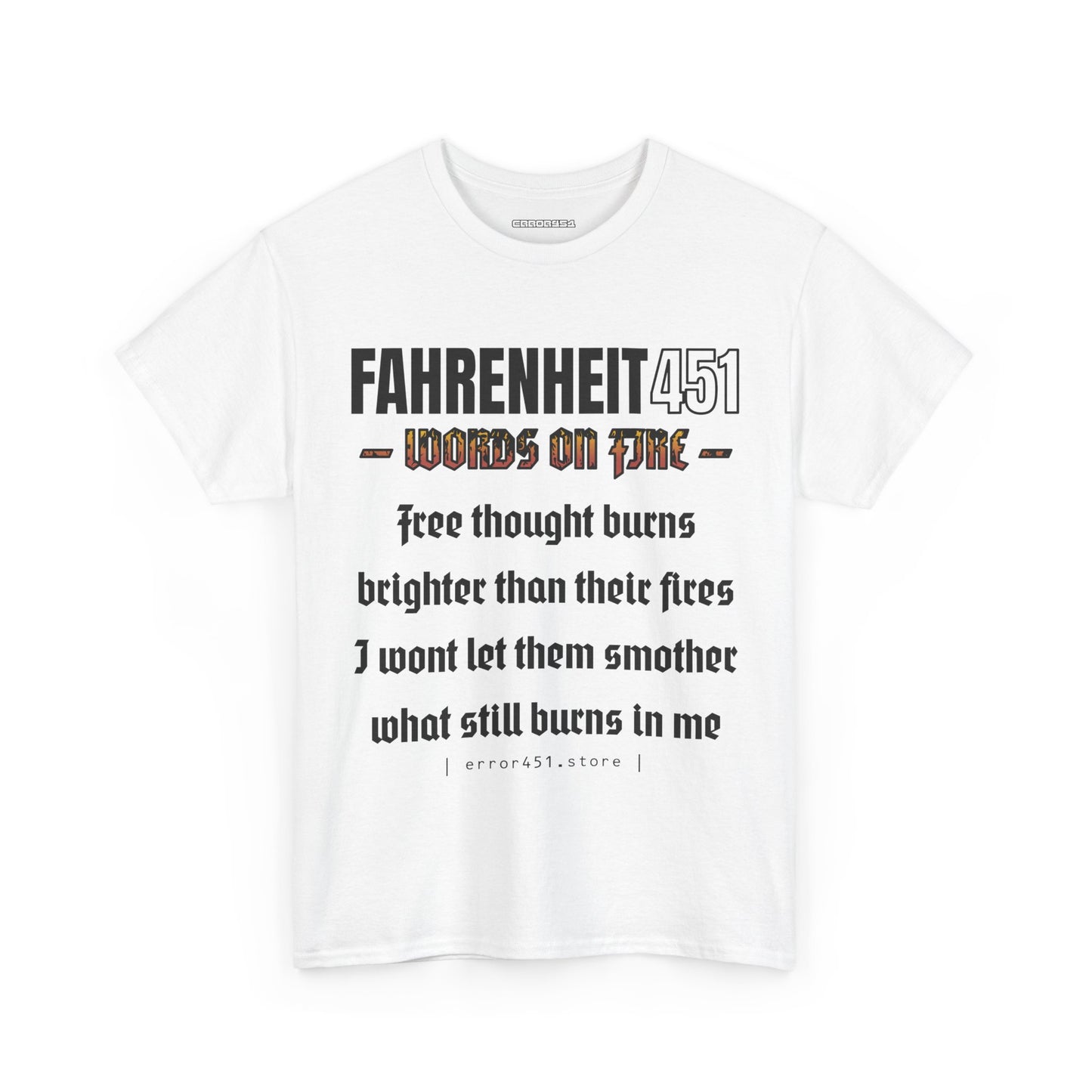 Fahrenheit 451 - Thought Provoking Literary Statement T-Shirt - Unisex Heavy Cotton Tee