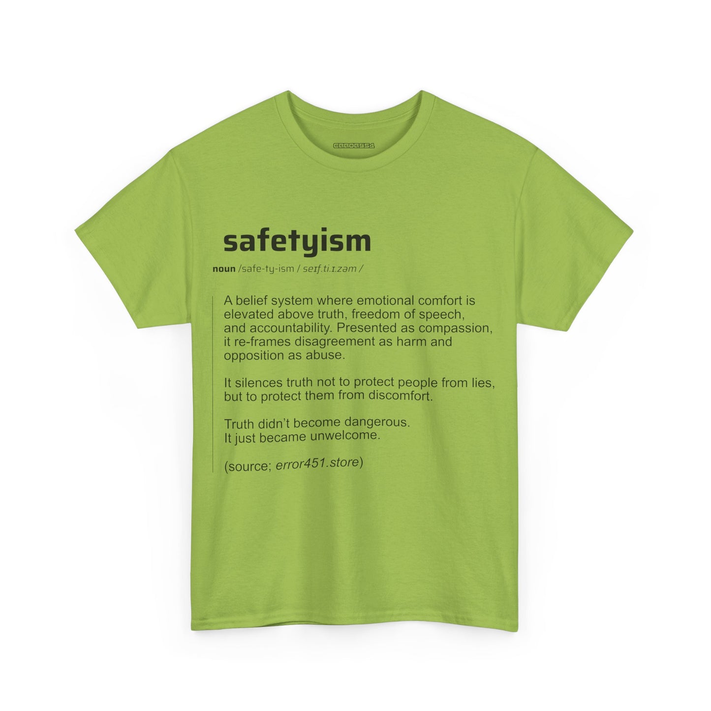 Safetyism -Thought Provoking Literary Statement T-Shirt - Unisex Heavy Cotton Tee