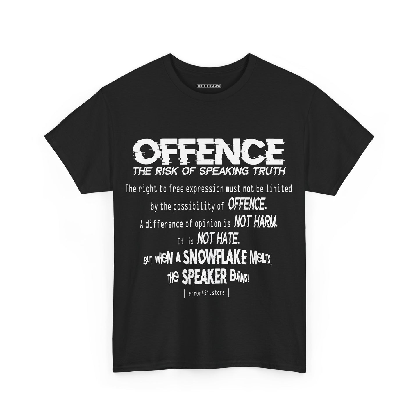 Offense Is Not a Crime – Thought-Provoking Literary Statement T-Shirt – Unisex Heavy Cotton Tee