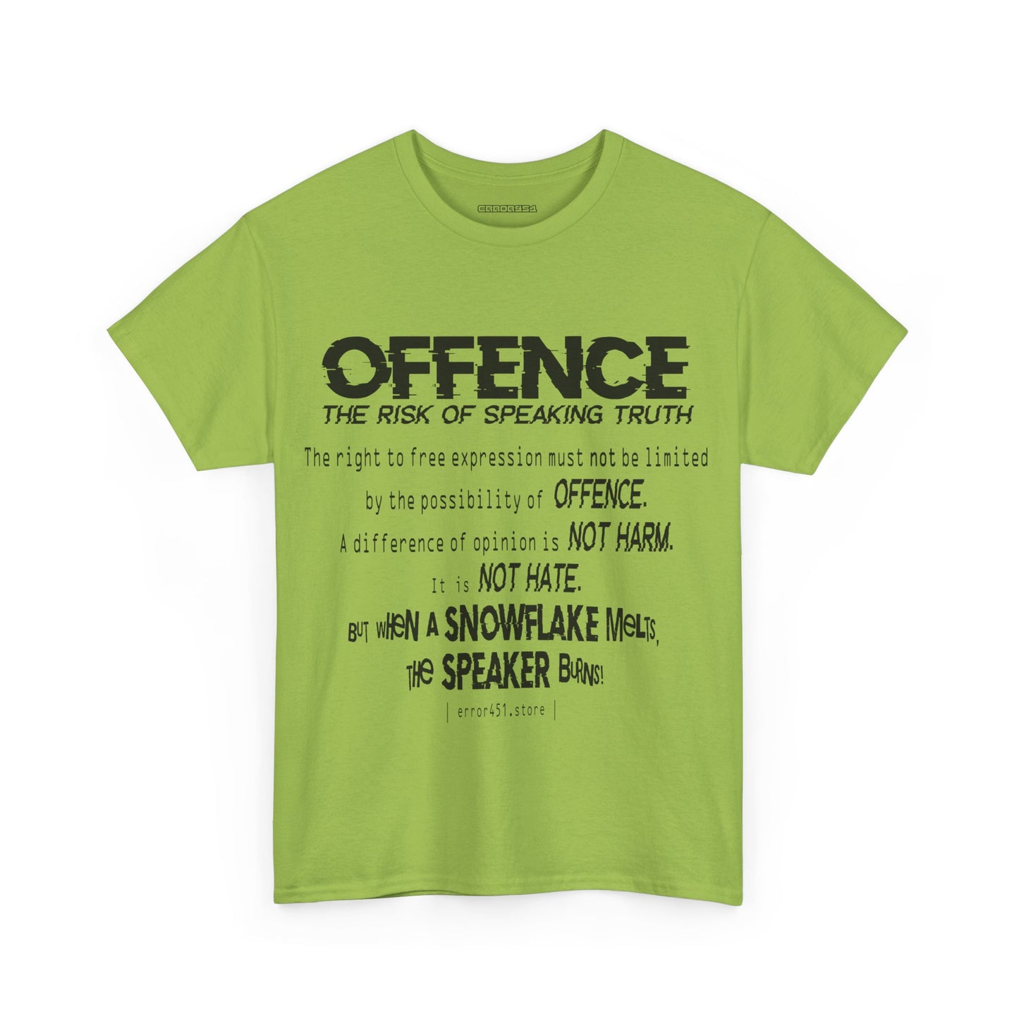 Offense Is Not a Crime – Thought-Provoking Literary Statement T-Shirt – Unisex Heavy Cotton Tee