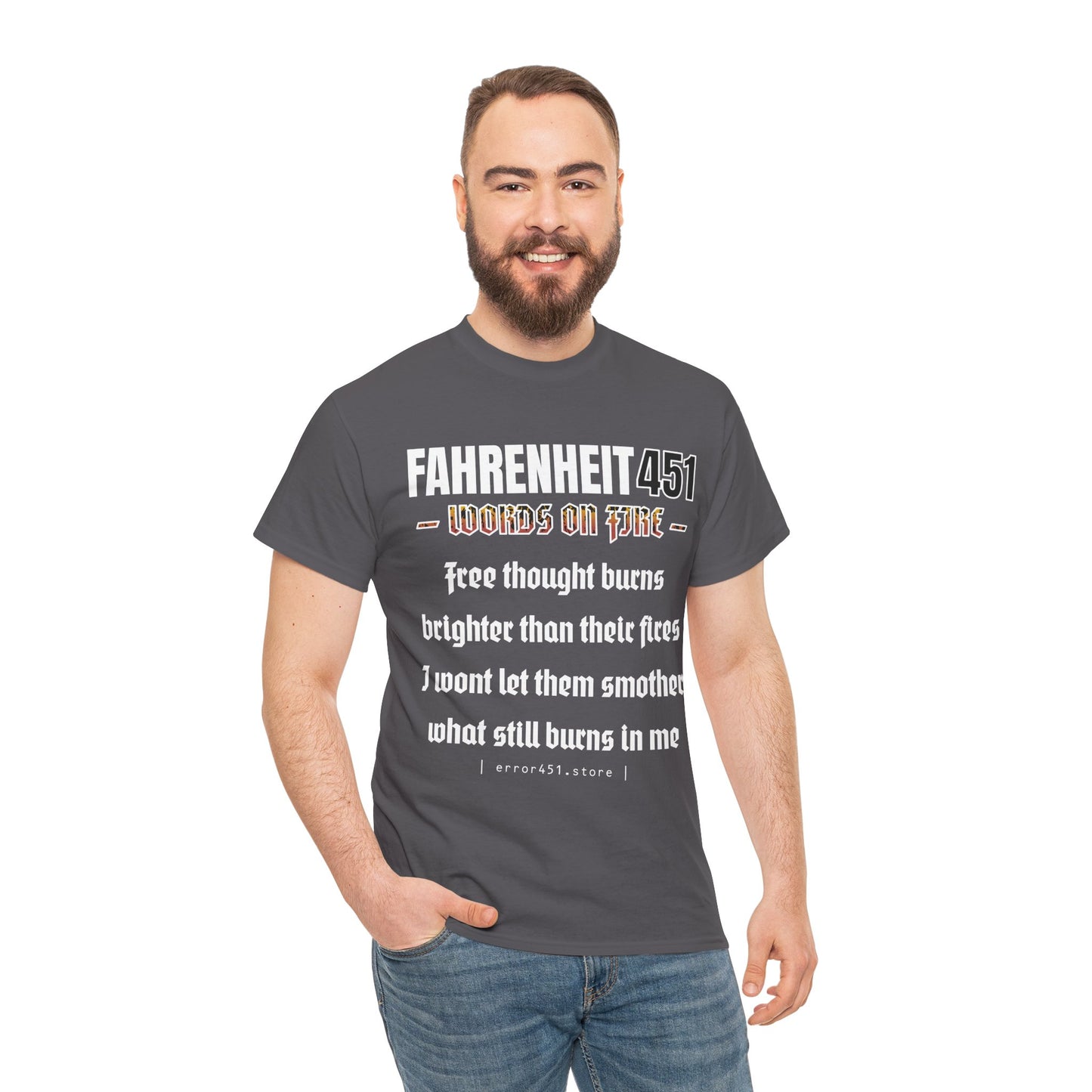 Fahrenheit 451 - Thought Provoking Literary Statement T-Shirt - Unisex Heavy Cotton Tee