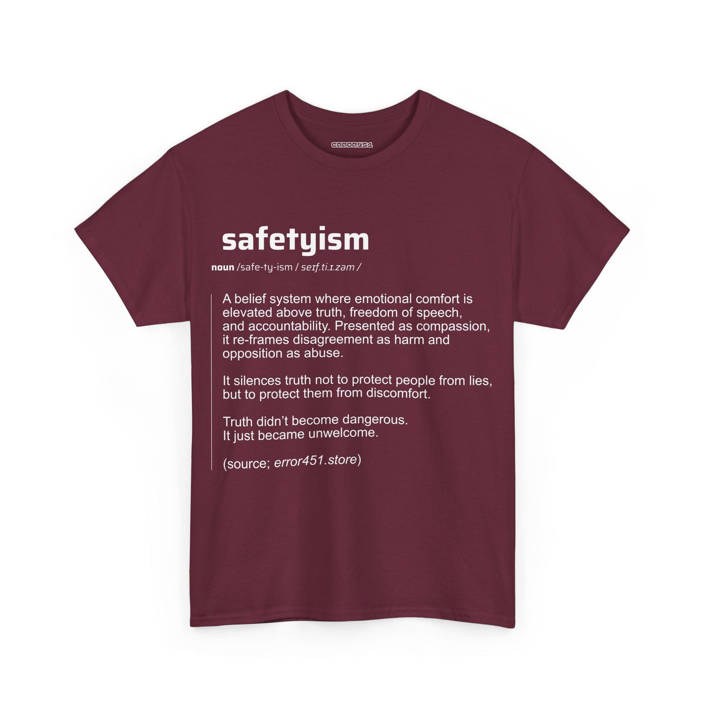 Safetyism -Thought Provoking Literary Statement T-Shirt - Unisex Heavy Cotton Tee