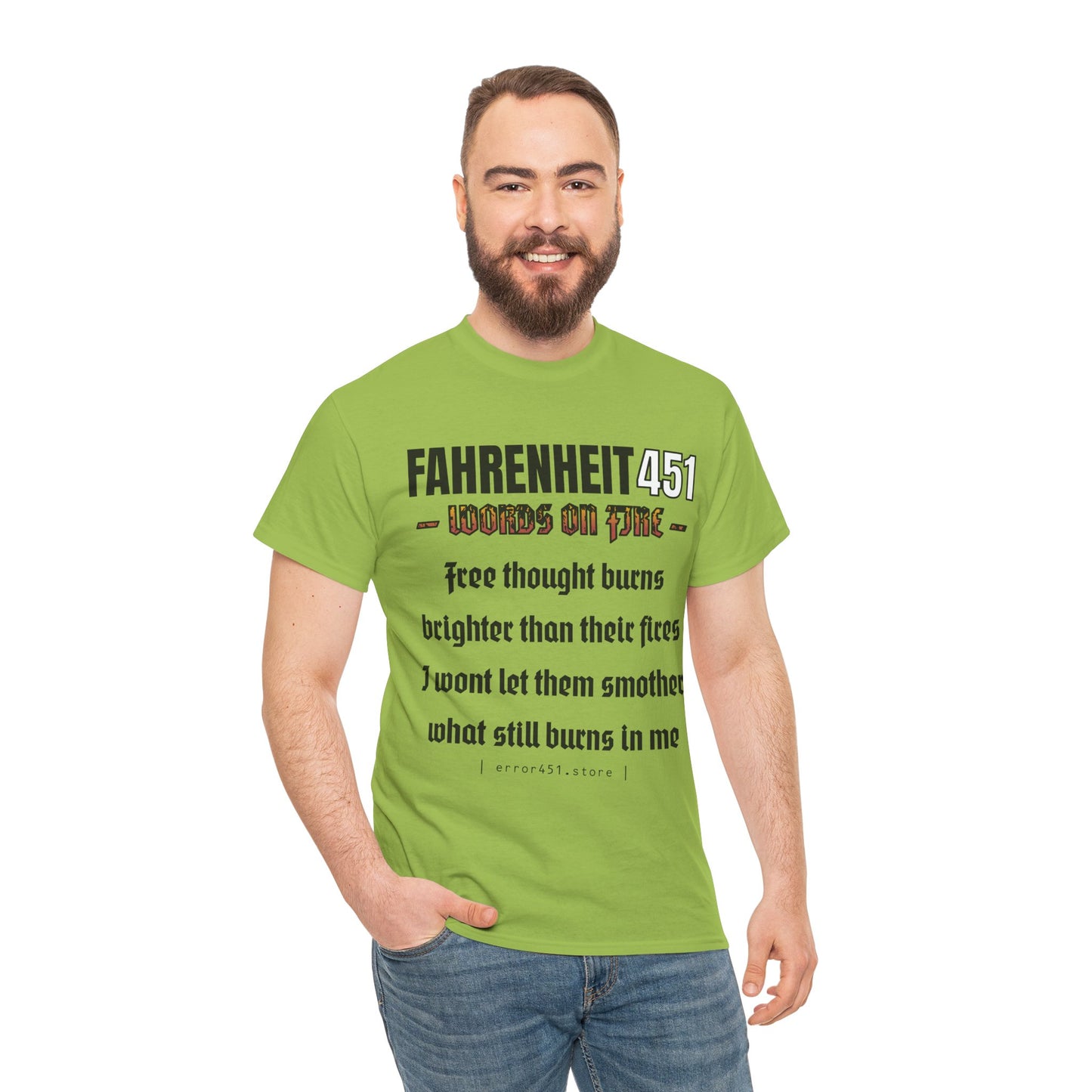 Fahrenheit 451 - Thought Provoking Literary Statement T-Shirt - Unisex Heavy Cotton Tee