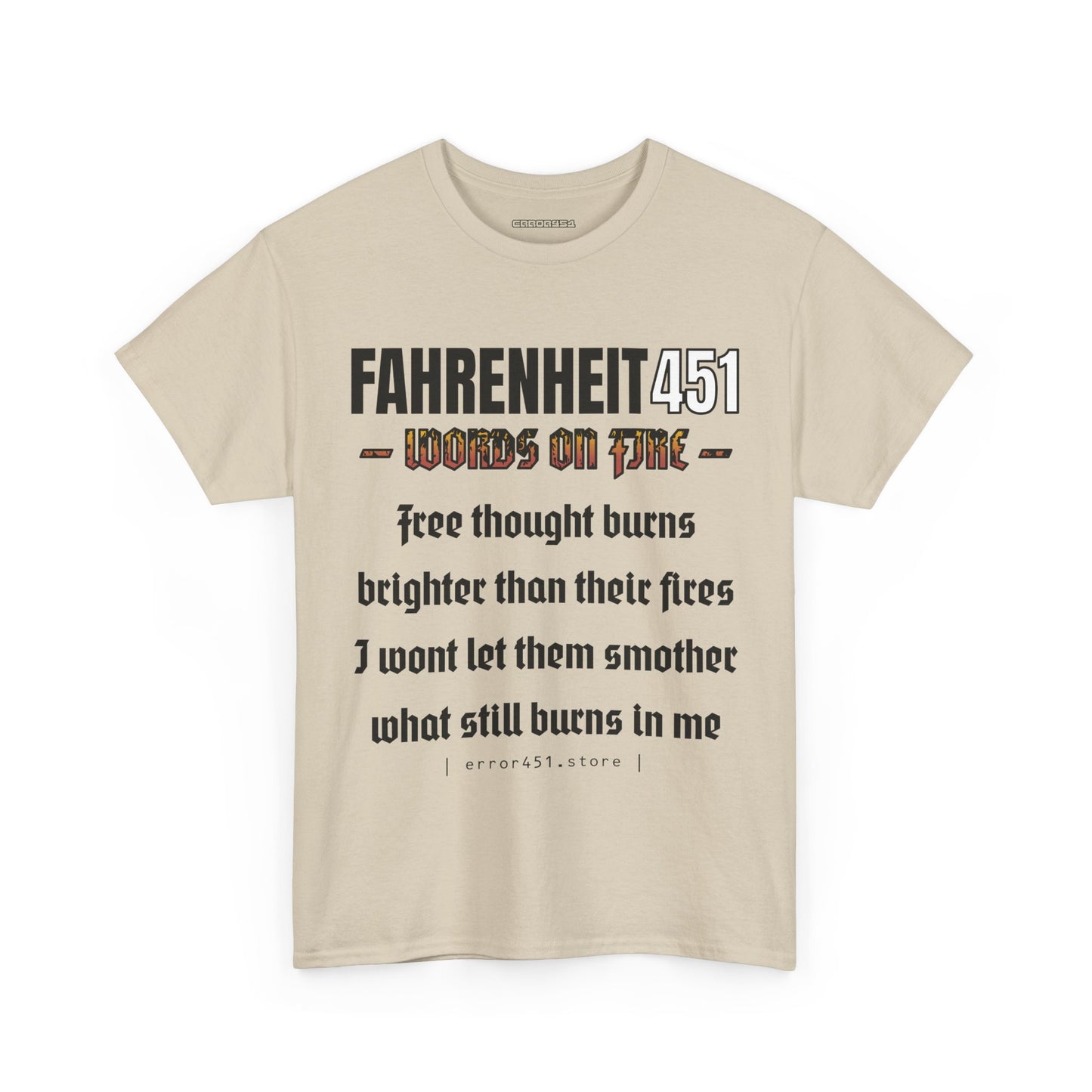 Fahrenheit 451 - Thought Provoking Literary Statement T-Shirt - Unisex Heavy Cotton Tee