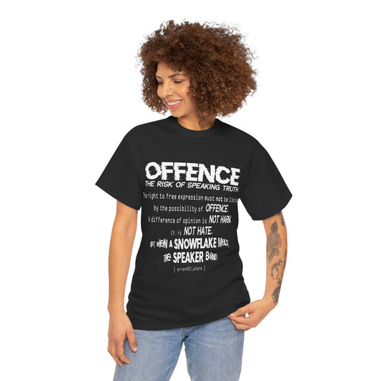 Offense Is Not a Crime – Thought-Provoking Literary Statement T-Shirt – Unisex Heavy Cotton Tee