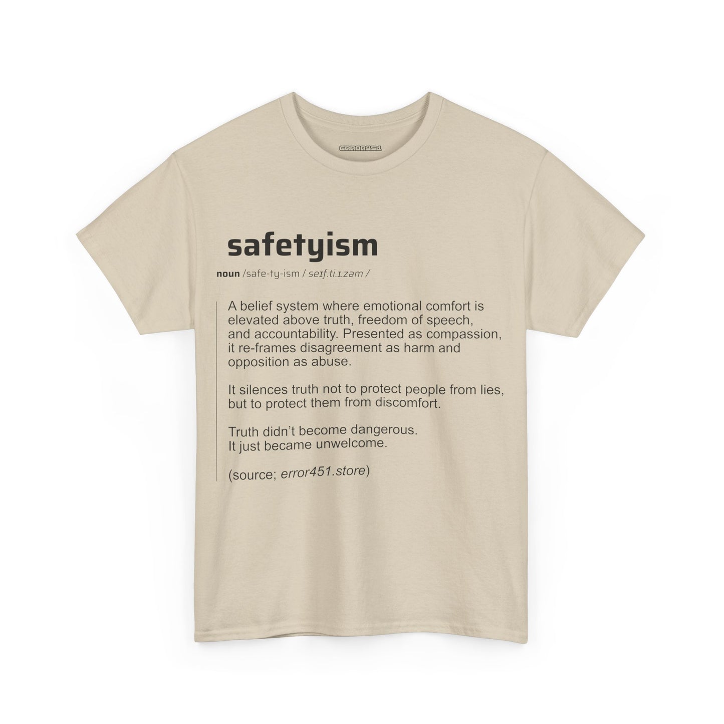 Safetyism -Thought Provoking Literary Statement T-Shirt - Unisex Heavy Cotton Tee