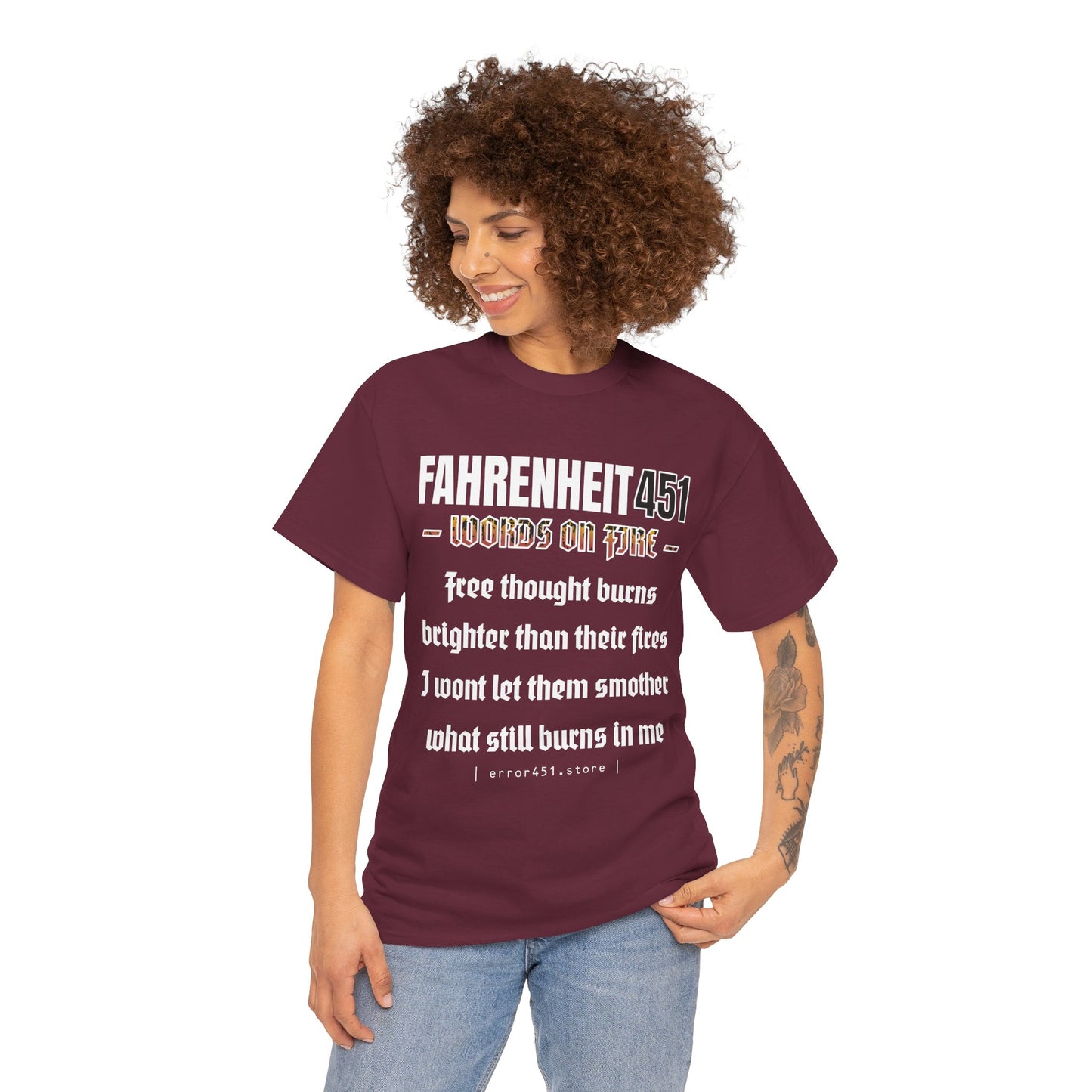 Fahrenheit 451 - Thought Provoking Literary Statement T-Shirt - Unisex Heavy Cotton Tee