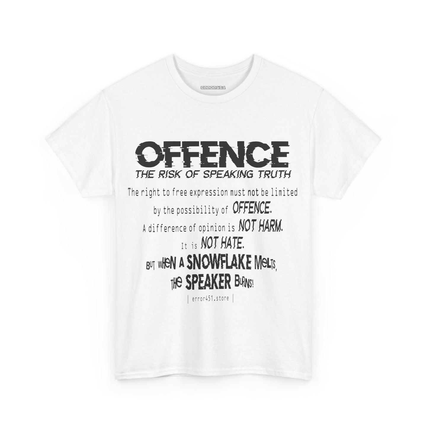 Offense Is Not a Crime – Thought-Provoking Literary Statement T-Shirt – Unisex Heavy Cotton Tee