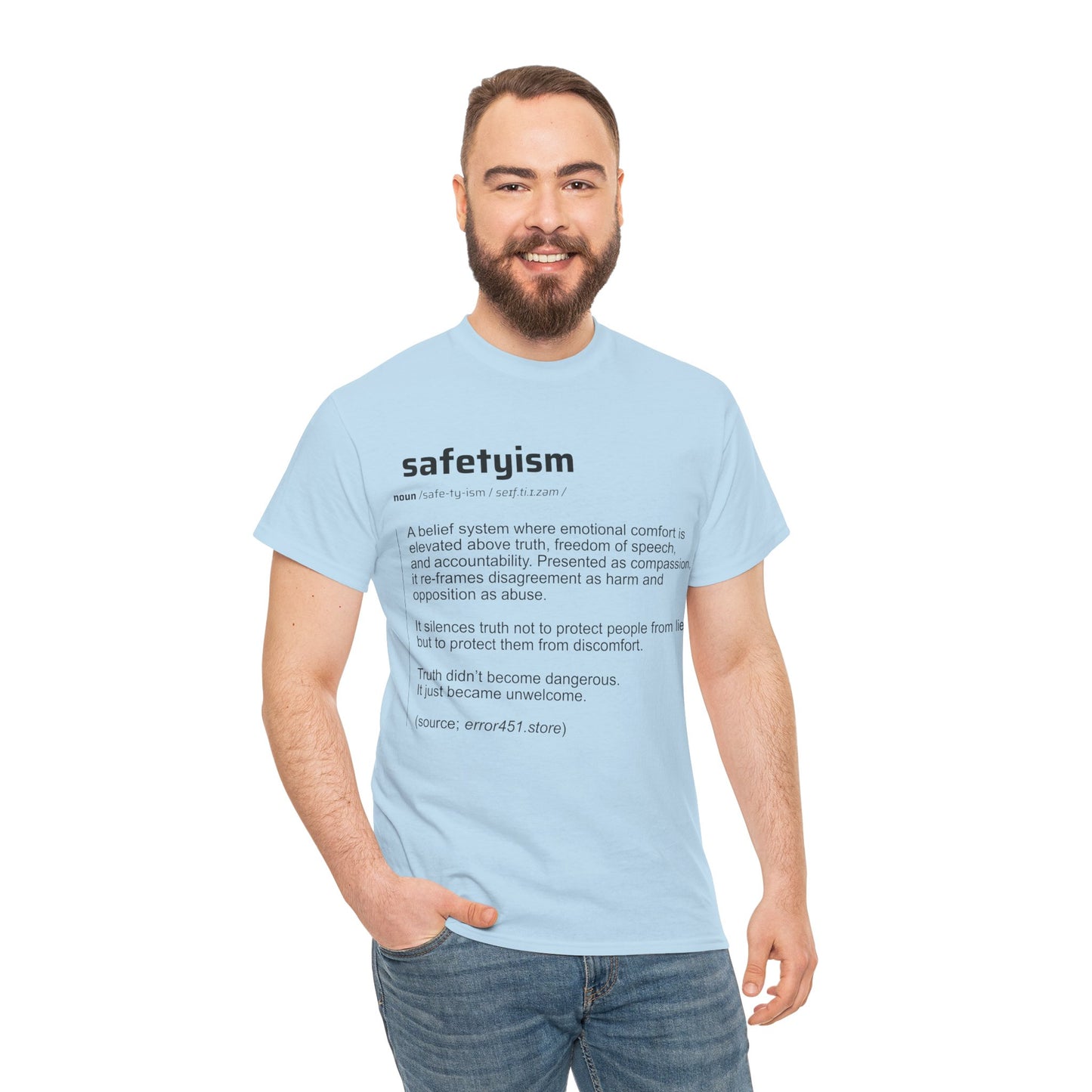 Safetyism -Thought Provoking Literary Statement T-Shirt - Unisex Heavy Cotton Tee