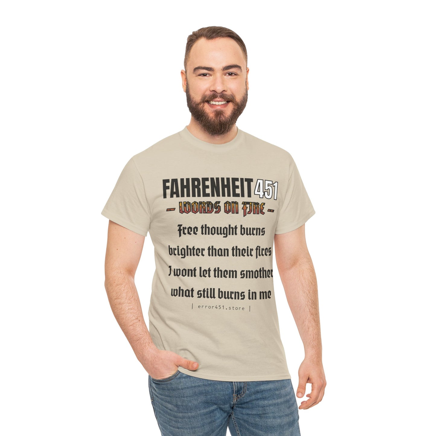 Fahrenheit 451 - Thought Provoking Literary Statement T-Shirt - Unisex Heavy Cotton Tee