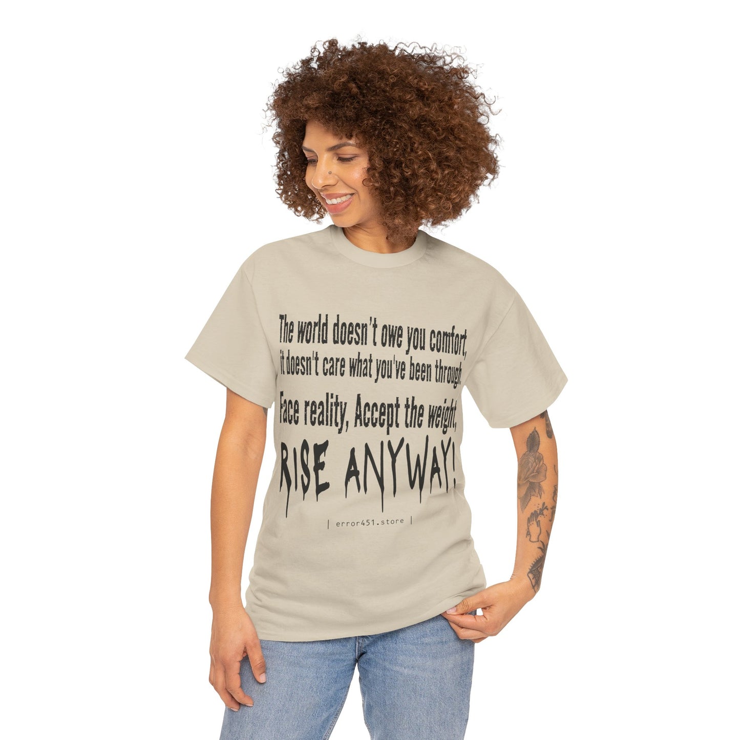 The World — Not Obligated. Rise Anyway. – Unisex Heavy Cotton Tee
