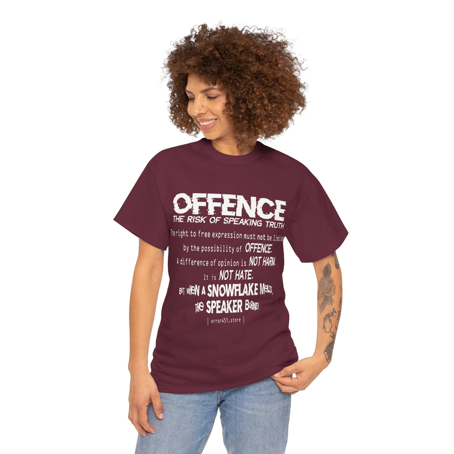 Offense Is Not a Crime – Thought-Provoking Literary Statement T-Shirt – Unisex Heavy Cotton Tee