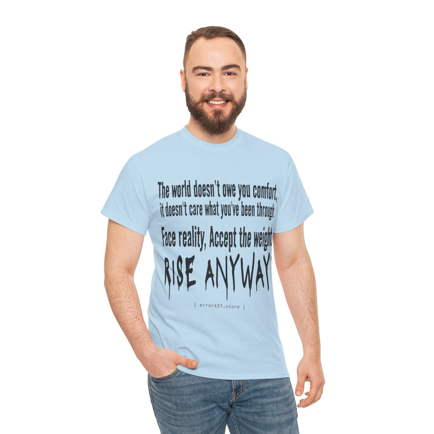 The World — Not Obligated. Rise Anyway. – Unisex Heavy Cotton Tee