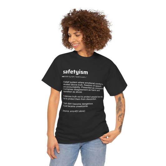 Safetyism -Thought Provoking Literary Statement T-Shirt -  Unisex Heavy Cotton Tee