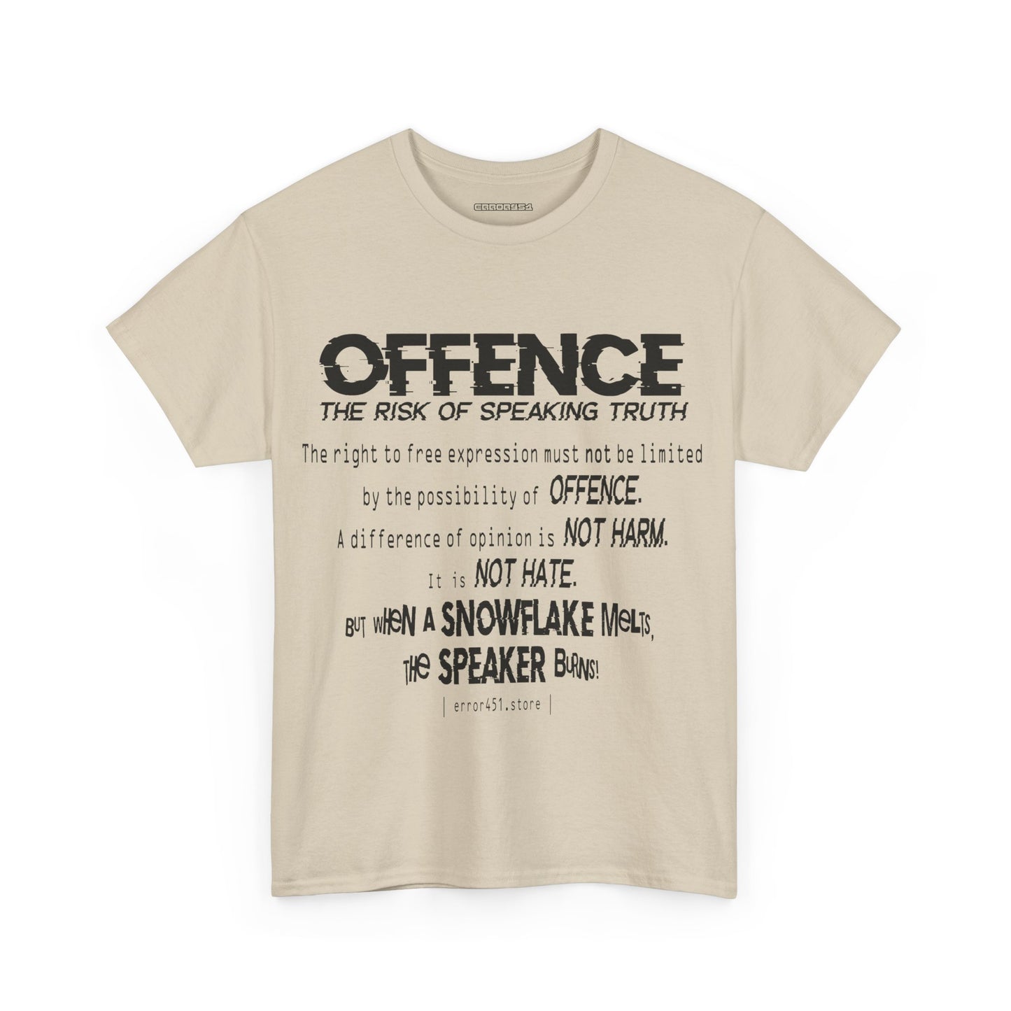 Offense Is Not a Crime – Thought-Provoking Literary Statement T-Shirt – Unisex Heavy Cotton Tee