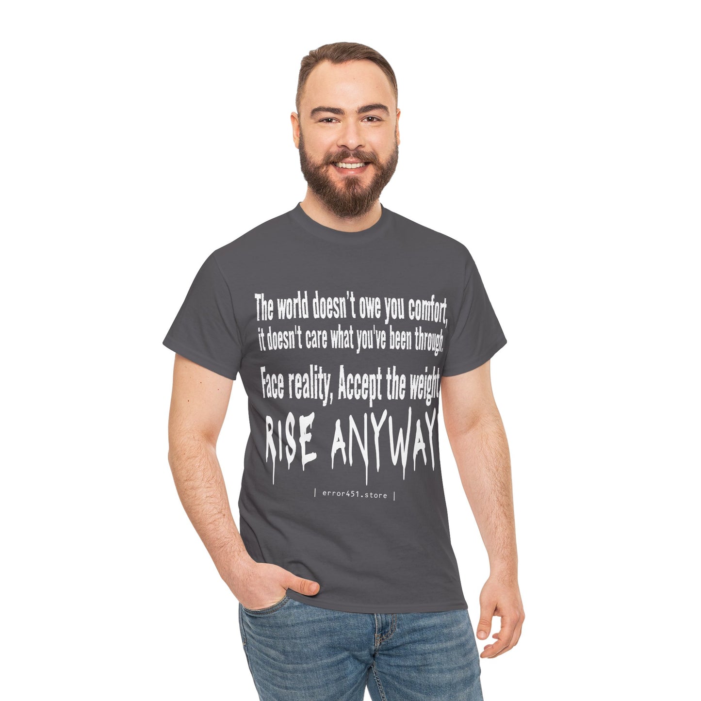 The World — Not Obligated. Rise Anyway. – Unisex Heavy Cotton Tee