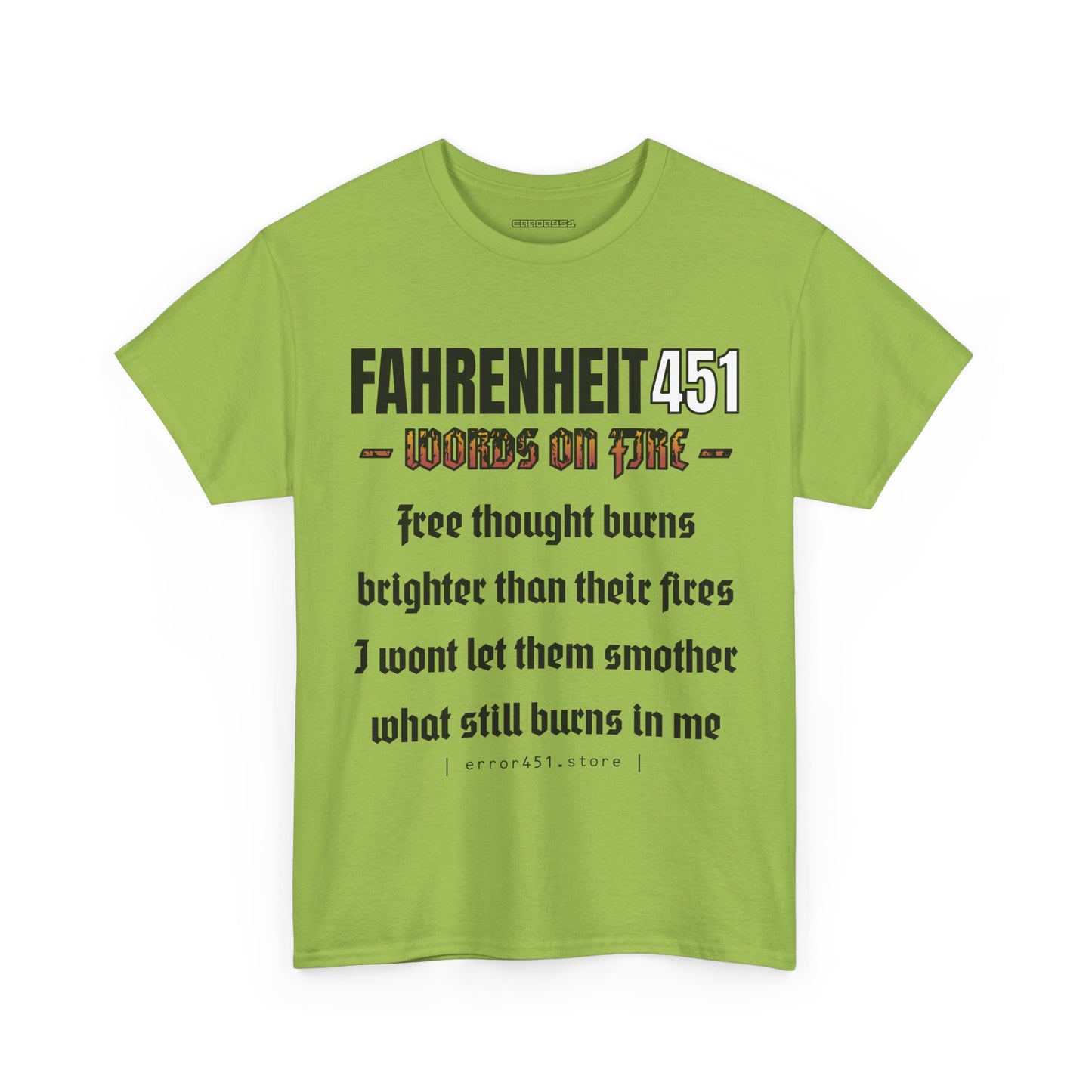 Fahrenheit 451  - Thought Provoking Literary Statement T-Shirt - Unisex Heavy Cotton Tee