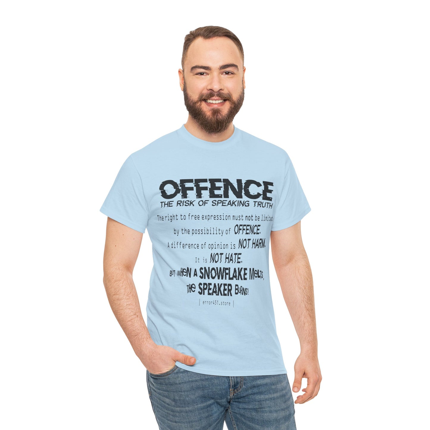 Offense Is Not a Crime – Thought-Provoking Literary Statement T-Shirt – Unisex Heavy Cotton Tee