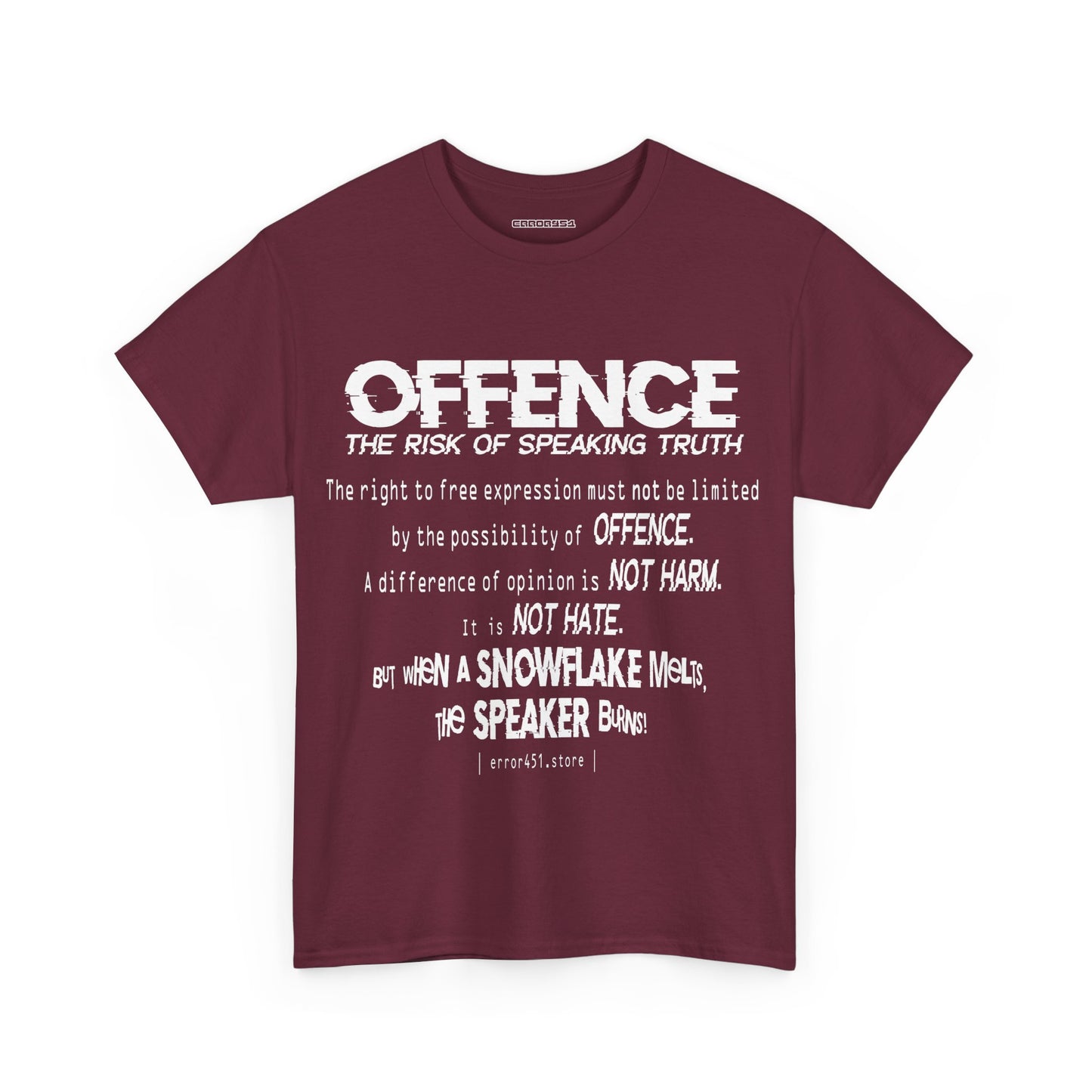 Offense Is Not a Crime – Thought-Provoking Literary Statement T-Shirt – Unisex Heavy Cotton Tee