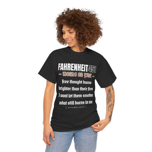 Fahrenheit 451  - Thought Provoking Literary Statement T-Shirt - Unisex Heavy Cotton Tee