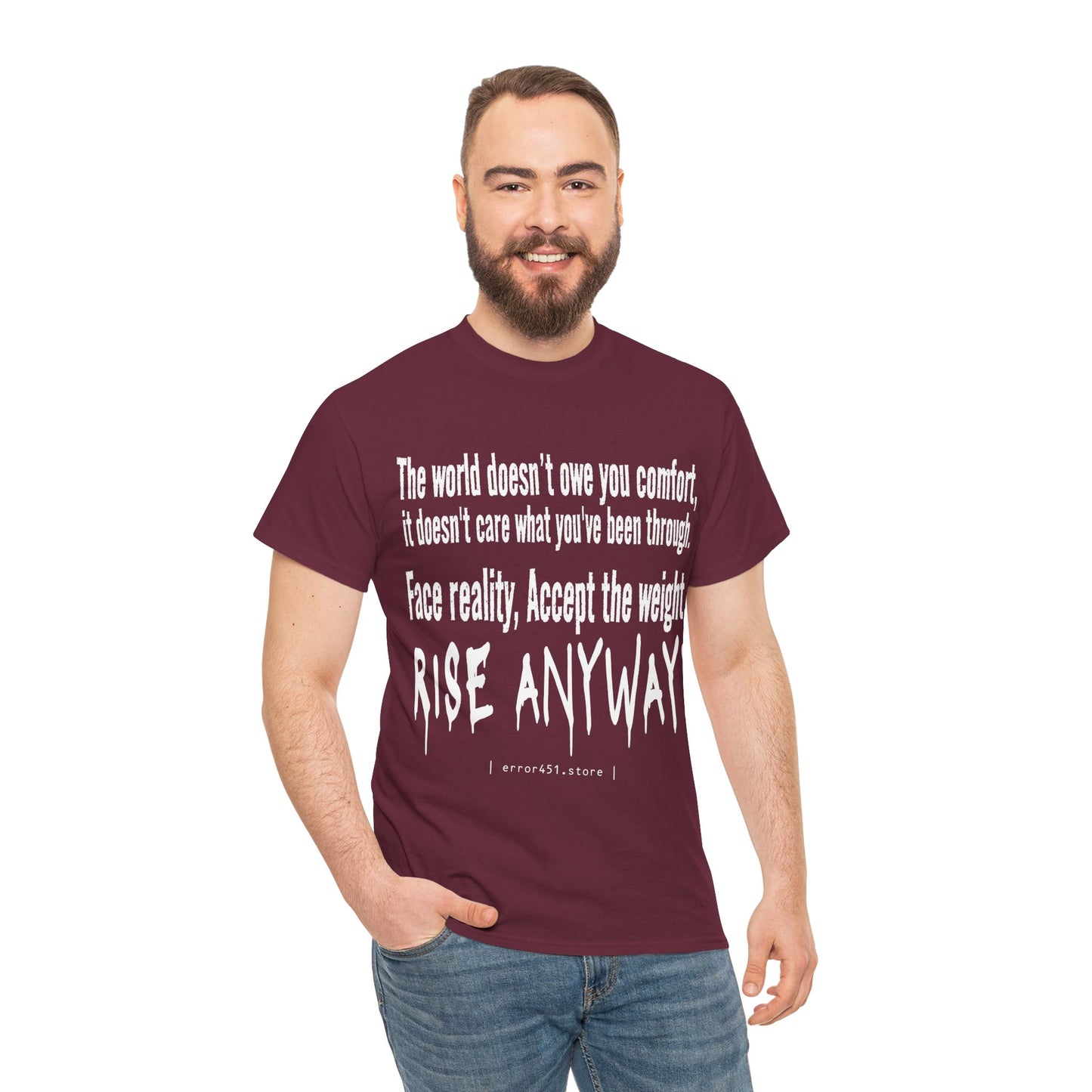 The World — Not Obligated. Rise Anyway. – Unisex Heavy Cotton Tee